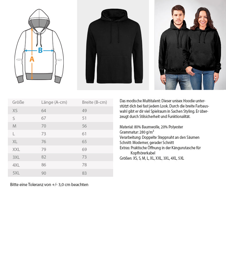 Coole Hoodies, Peni's - Fun Hoodie, 40.00 €, Unisex Hoodie, Farbe: Deep Black, WORKSWEAR.DE