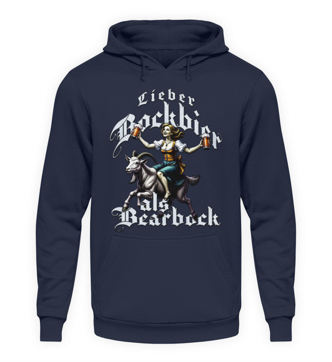 Coole Hoodies, Lieber Bockbier - Fun Hoodie, 40.00 €, Unisex Hoodie, Farbe: Oxford Navy, WORKSWEAR.DE