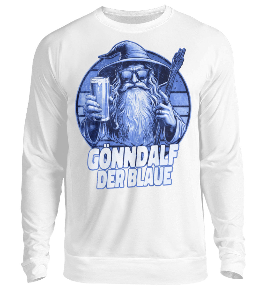 Lustige Pullover, GÖNNDALF DER BLAUE - Pullover, 39.95 €, Unisex Sweatshirt, Farbe: Arctic White, WORKSWEAR.DE