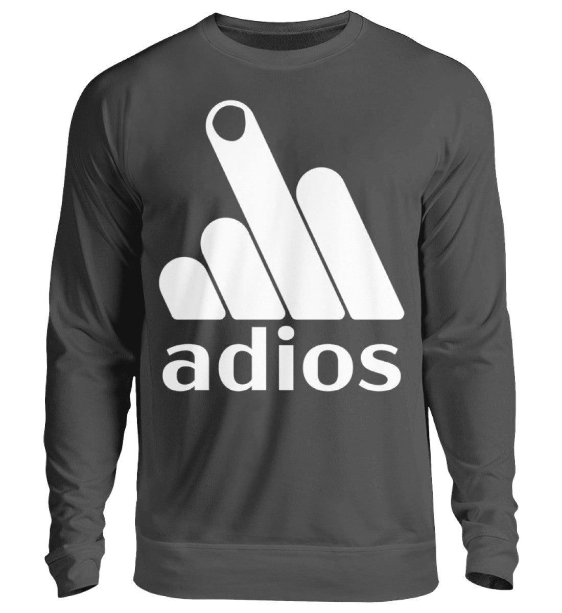 Lustige Pullover, Adios - Lustiger Pullover, 39.95 €, Unisex Sweatshirt, Farbe: Storm Grey (Solid), WORKSWEAR.DE