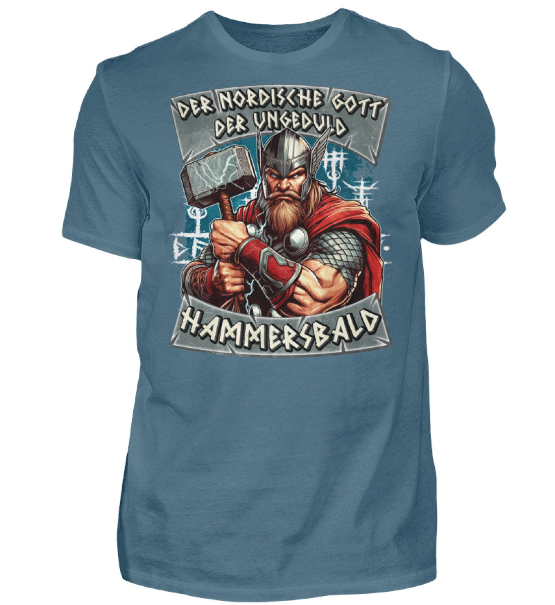 Witzige Herren T-Shirts, GOTT DER UNGEDULD - Herren Funshirt 20.00 € Farbe: Stone Blue WORKSWEAR.DE