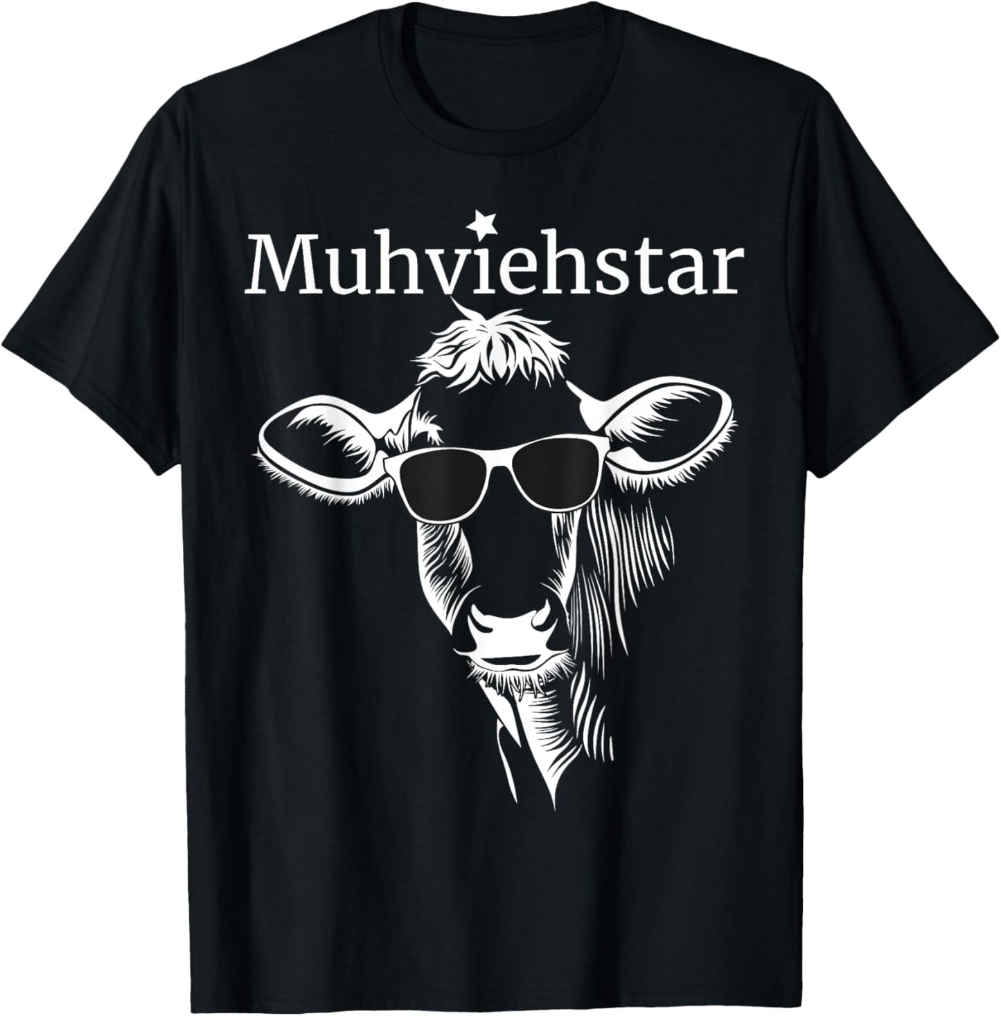 Witzige Kuh Bauer T-Shirt: Lustiges Muhviehstar Design, Herren, Schwarz, S, Kurzarm, T-Shirt, Novelty Cow Theme Classic Fit Short Sleeve Black T-Shirt Textilien 19.95 € WORKSWEAR.DE