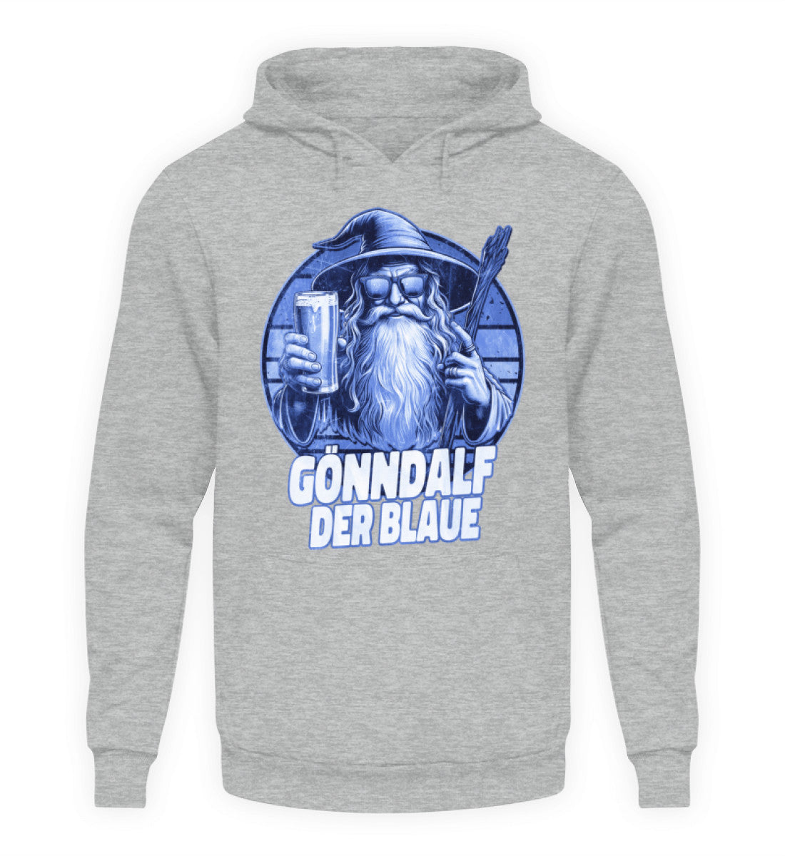 Coole Hoodies, GÖNNDALF DER BLAUE - Hoodie, 40.00 €, Unisex Hoodie, Farbe: Heather Sport Grey, WORKSWEAR.DE