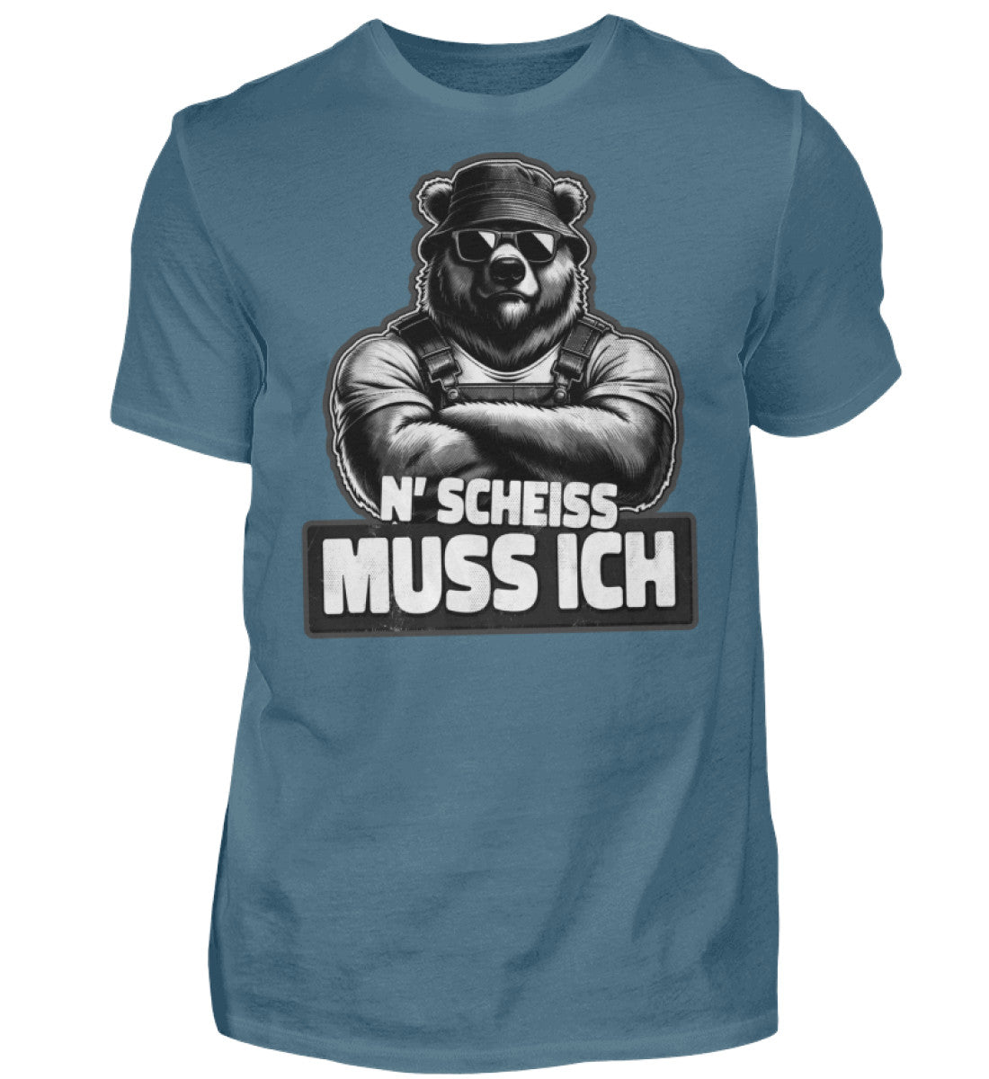 Witzige Herren T-Shirts, N' Scheiss muss ich - Herren Funshirt 20.00 € Farbe: Stone Blue WORKSWEAR.DE