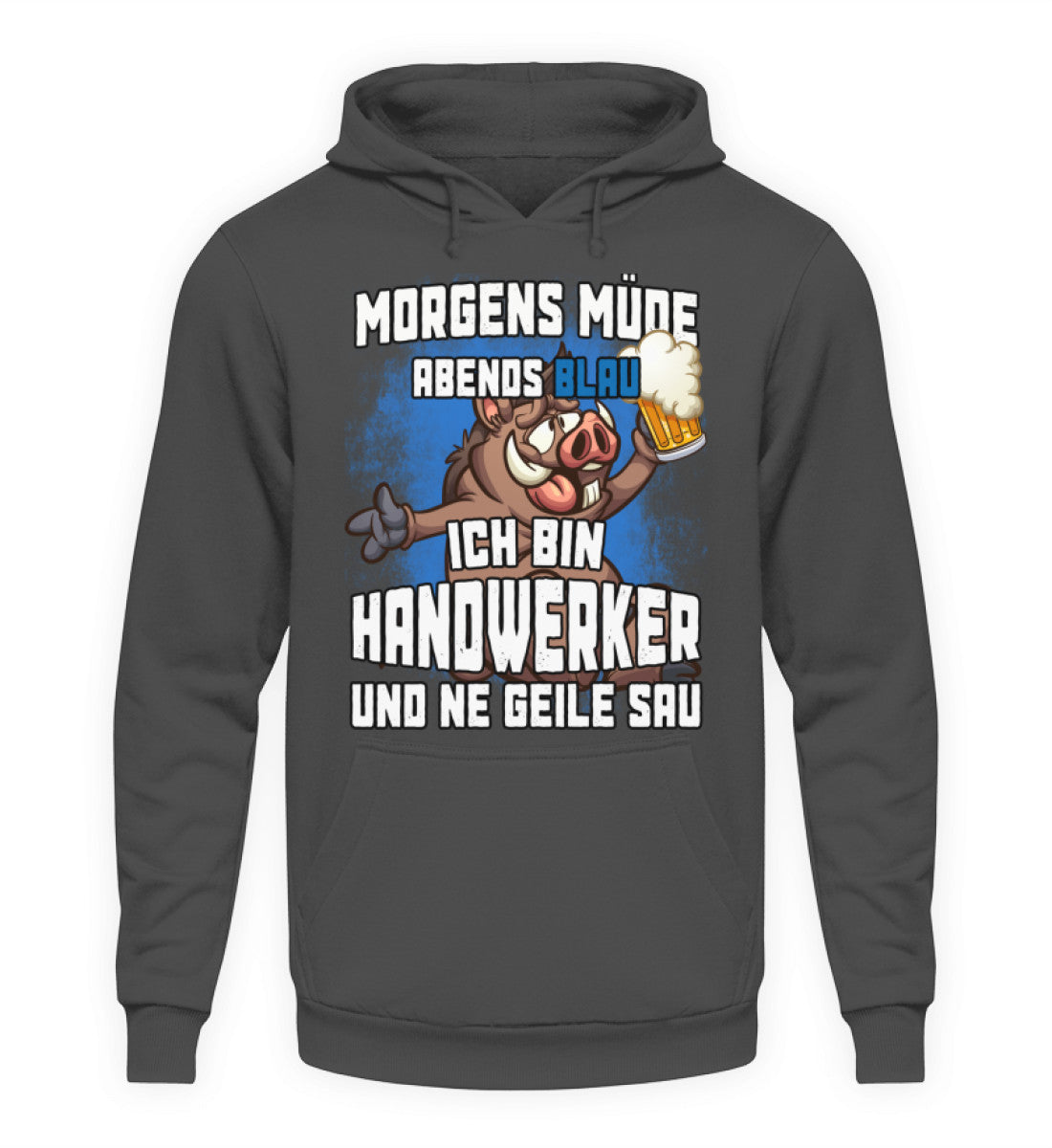Coole Hoodies, MORGENS MÜDE - Hoodie, 40.00 €, Unisex Hoodie, Farbe: Steel Grey (Solid), WORKSWEAR.DE