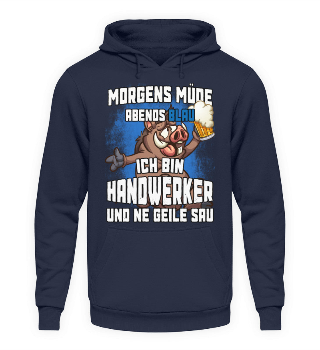 Coole Hoodies, MORGENS MÜDE - Hoodie, 40.00 €, Unisex Hoodie, Farbe: Oxford Navy, WORKSWEAR.DE
