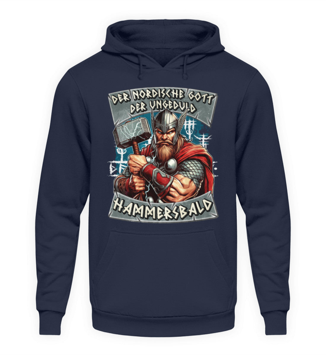 Coole Hoodies, GOTT DER UNGEDULD - Hoodie, 40.00 €, Unisex Hoodie, Farbe: Oxford Navy, WORKSWEAR.DE