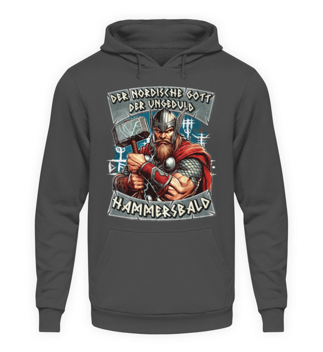 Coole Hoodies, GOTT DER UNGEDULD - Hoodie, 40.00 €, Unisex Hoodie, Farbe: Steel Grey (Solid), WORKSWEAR.DE