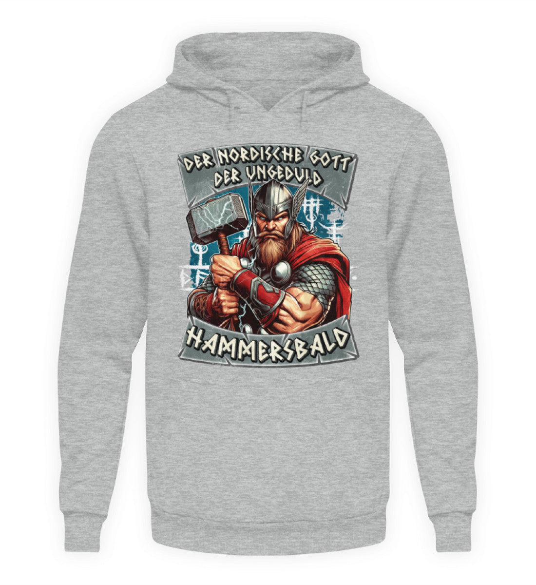 Coole Hoodies, GOTT DER UNGEDULD - Hoodie, 40.00 €, Unisex Hoodie, Farbe: Heather Sport Grey, WORKSWEAR.DE
