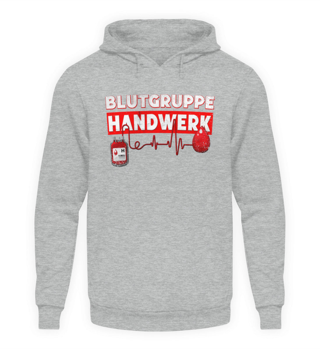Coole Hoodies, Blutgruppe Handwerk - Hoodie, 40.00 €, Unisex Hoodie, Farbe: Heather Sport Grey, WORKSWEAR.DE