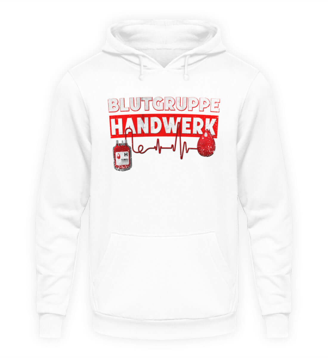 Coole Hoodies, Blutgruppe Handwerk - Hoodie, 40.00 €, Unisex Hoodie, Farbe: Arctic White, WORKSWEAR.DE