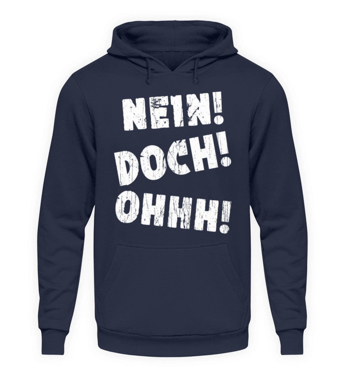 Coole Hoodies, NEIN! DOCH! OHHH! - Hoodie, 40.00 €, Unisex Hoodie, Farbe: Oxford Navy, WORKSWEAR.DE