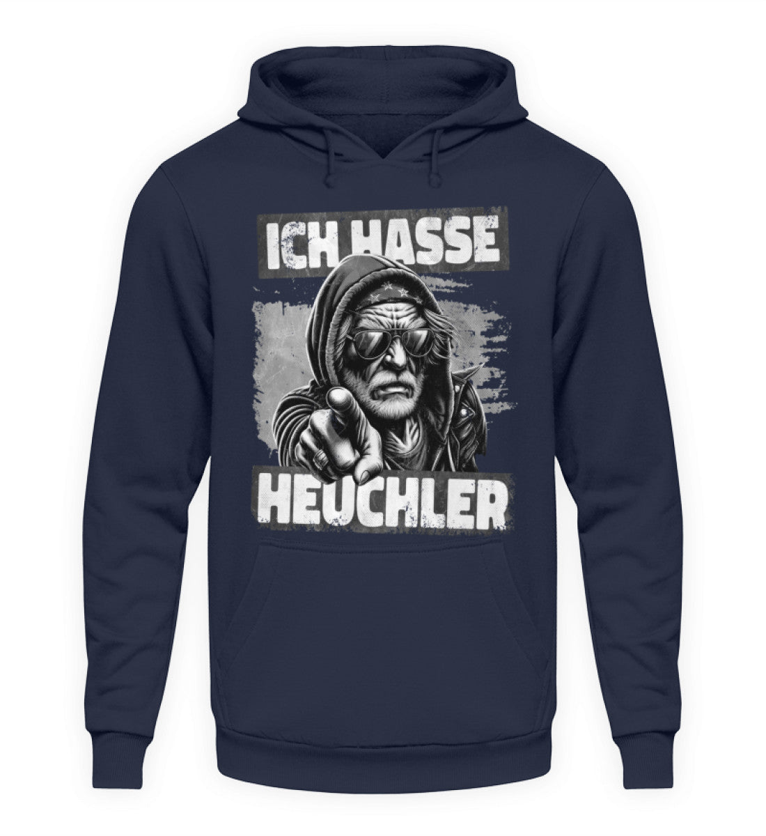 Coole Hoodies, ICH HASSE HEUCHLER - Hoodie, 40.00 €, Unisex Hoodie, Farbe: Oxford Navy, WORKSWEAR.DE