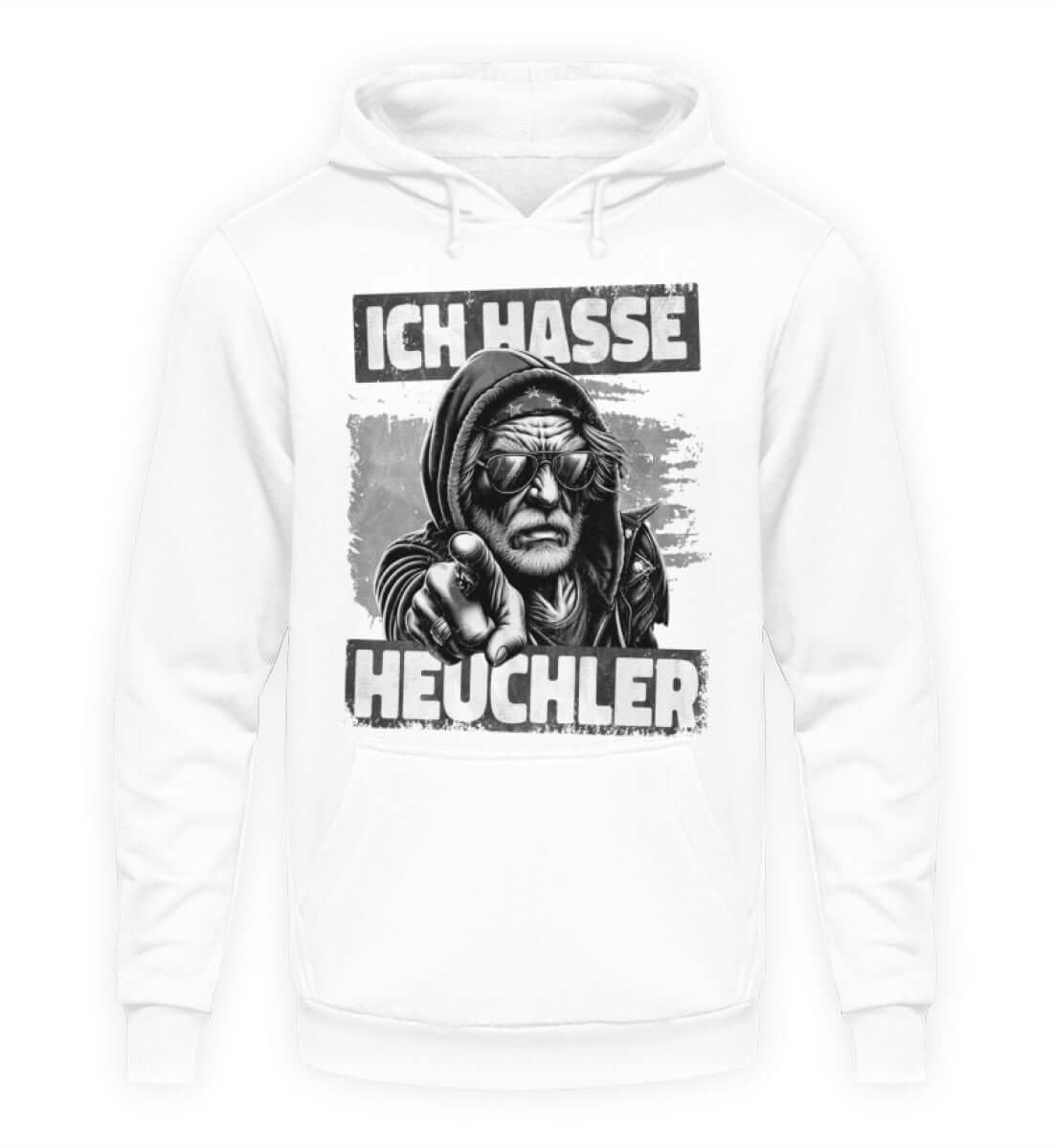 Coole Hoodies, ICH HASSE HEUCHLER - Hoodie, 40.00 €, Unisex Hoodie, Farbe: Arctic White, WORKSWEAR.DE