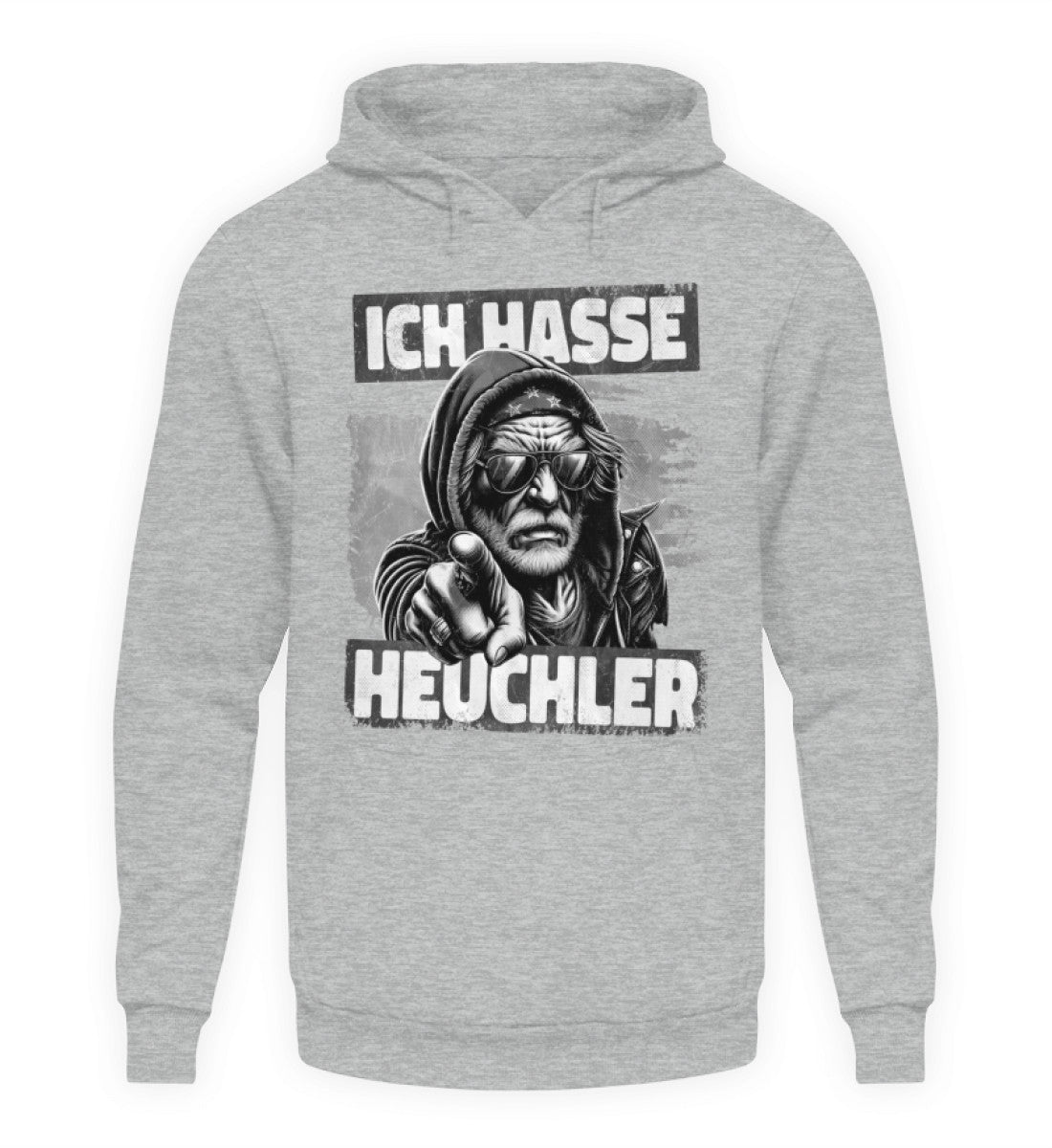 Coole Hoodies, ICH HASSE HEUCHLER - Hoodie, 40.00 €, Unisex Hoodie, Farbe: Heather Sport Grey, WORKSWEAR.DE