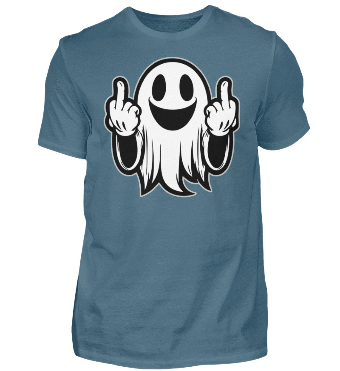 Witzige Herren T-Shirts, Geist Mittelfinger - Herren Funshirt 20.00 € Farbe: Stone Blue WORKSWEAR.DE