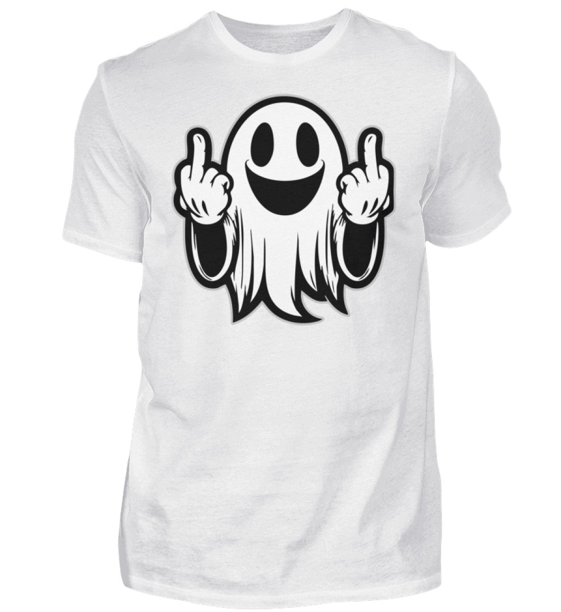 Witzige Herren T-Shirts, Geist Mittelfinger - Herren Funshirt 20.00 € Farbe: White WORKSWEAR.DE