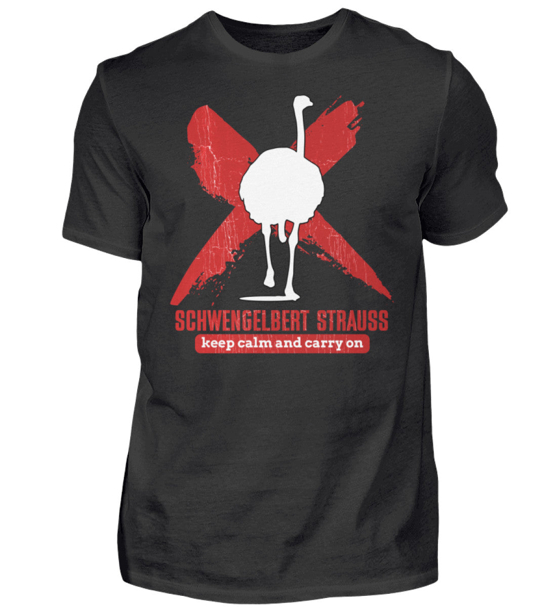 Witzige Herren T-Shirts, Schwengelbert Strauss 2 - Herren Funshirt 20.00 € Farbe: Black WORKSWEAR.DE