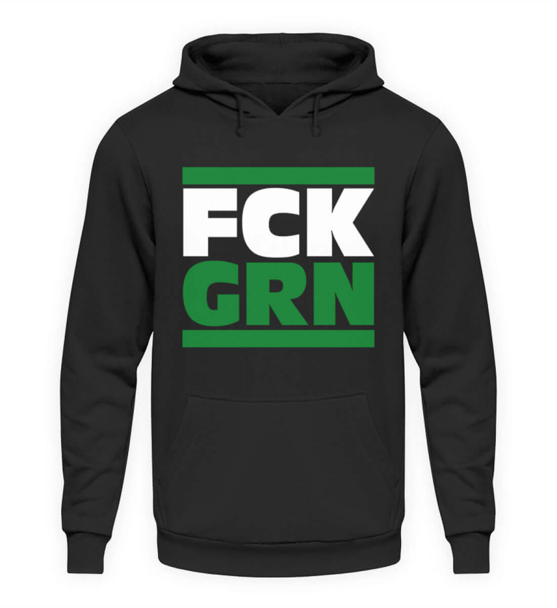 Coole Hoodies, FCK GRN - Fun Hoodie, 40.00 €, Unisex Hoodie, Farbe: Deep Black, WORKSWEAR.DE