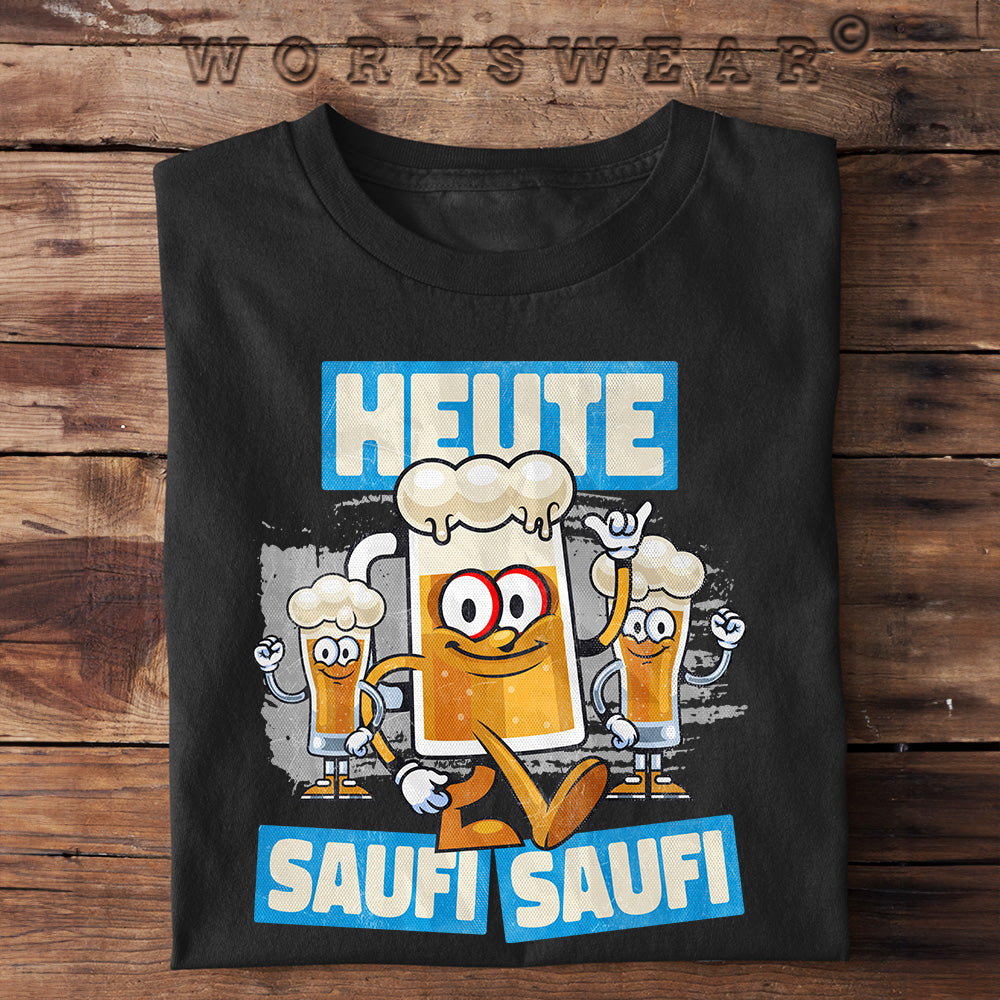 Witzige Herren T-Shirts, HEUTE SAUFI SAUFI II - Herren Fun T-Shirt 20.00 € Farbe: Black WORKSWEAR.DE