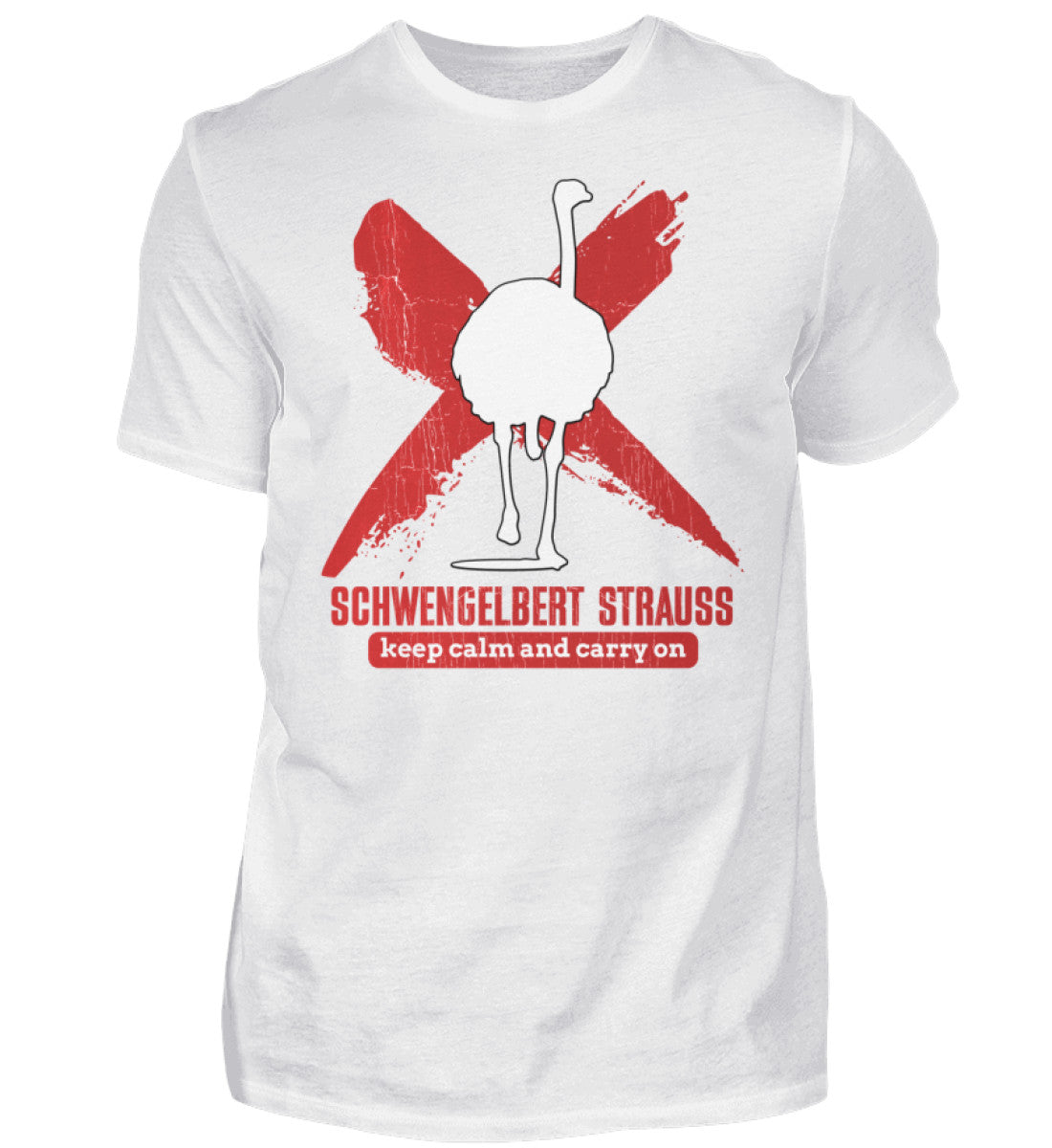 Witzige Herren T-Shirts, Schwengelbert Strauss 2 - Herren Funshirt 20.00 € Farbe: White WORKSWEAR.DE
