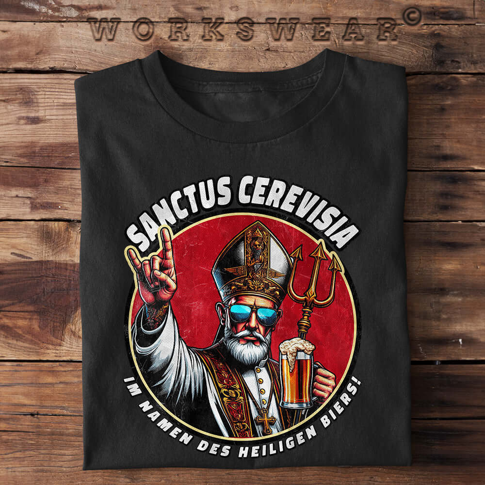 Witzige Herren T-Shirts, SANCTUS CEREVISIA - Herren Funshirt 20.00 € Farbe: Black WORKSWEAR.DE