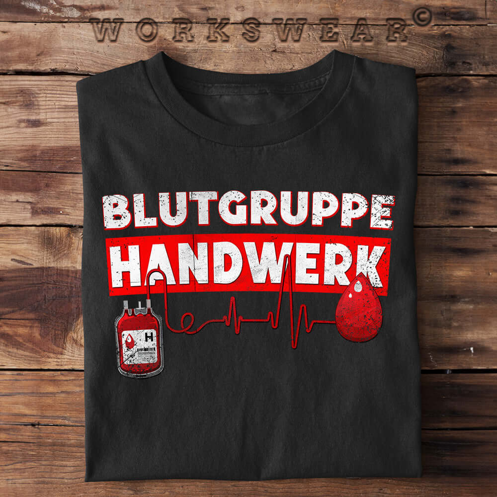 Witzige Herren T-Shirts, Blutgruppe Handwerk - Herren Funshirt 20.00 € Farbe: Black WORKSWEAR.DE