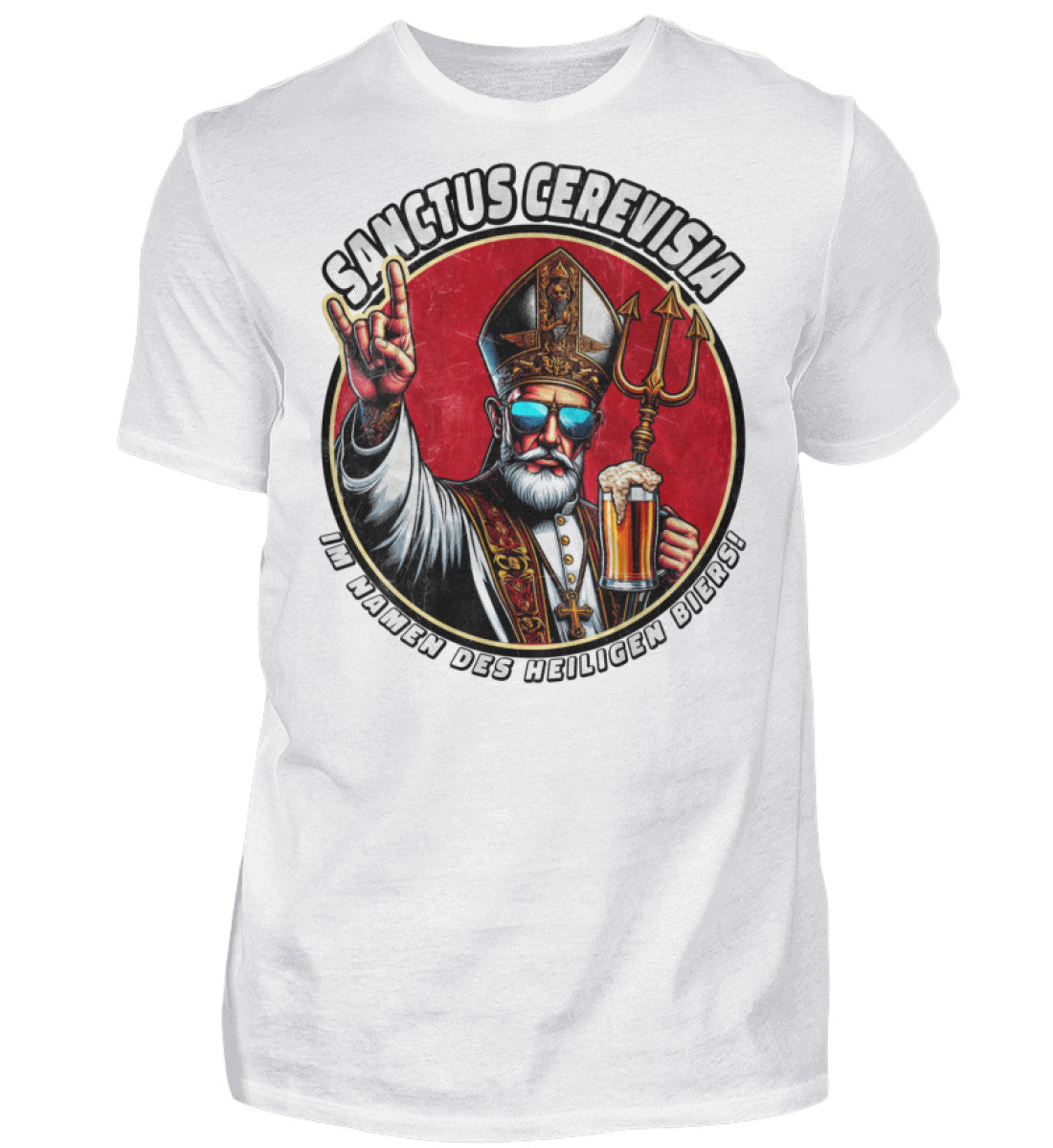 Witzige Herren T-Shirts, SANCTUS CEREVISIA - Herren Funshirt 20.00 € Farbe: White WORKSWEAR.DE