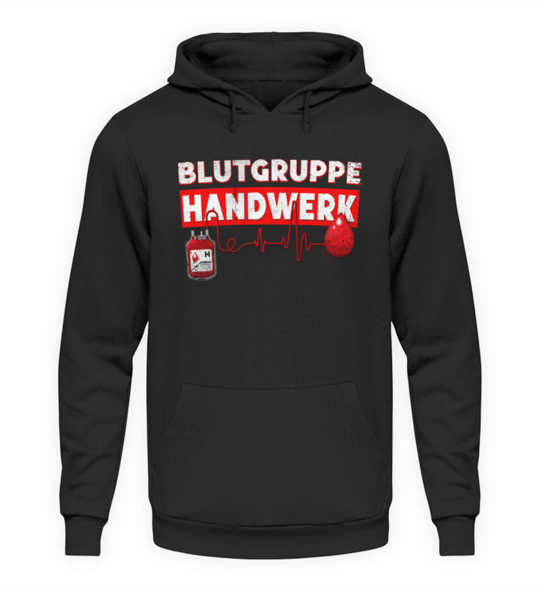Coole Hoodies, Blutgruppe Handwerk - Hoodie, 40.00 €, Unisex Hoodie, Farbe: Deep Black, WORKSWEAR.DE