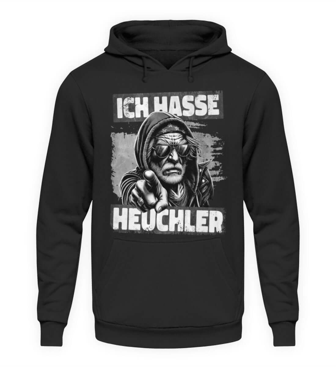 Coole Hoodies, ICH HASSE HEUCHLER - Hoodie, 40.00 €, Unisex Hoodie, Farbe: Deep Black, WORKSWEAR.DE