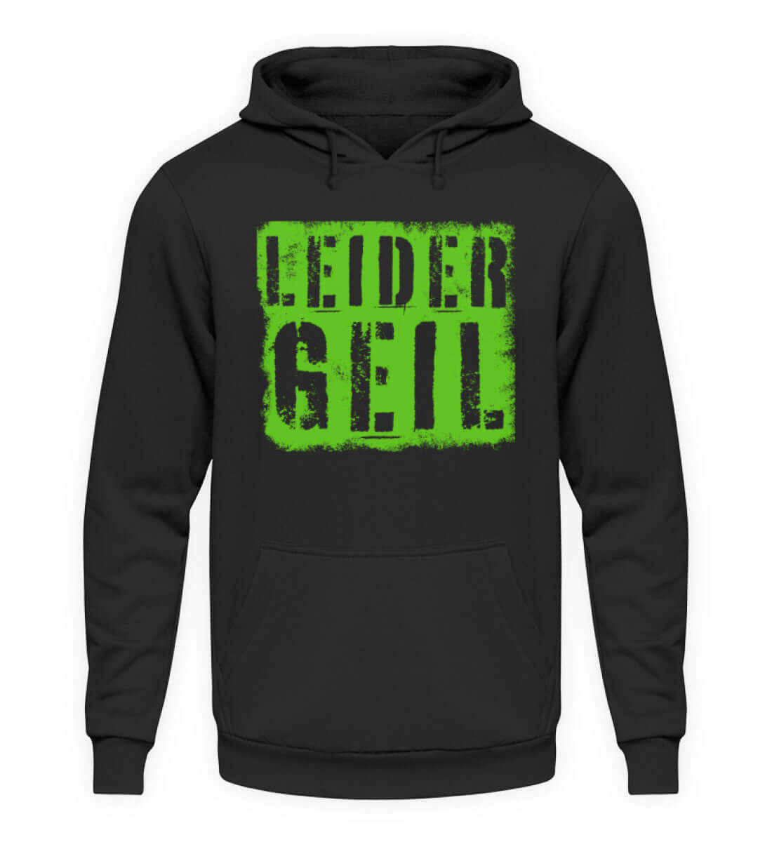 Coole Hoodies, LEIDER GEIL - Hoodie, 40.00 €, Unisex Hoodie, Farbe: Deep Black, WORKSWEAR.DE