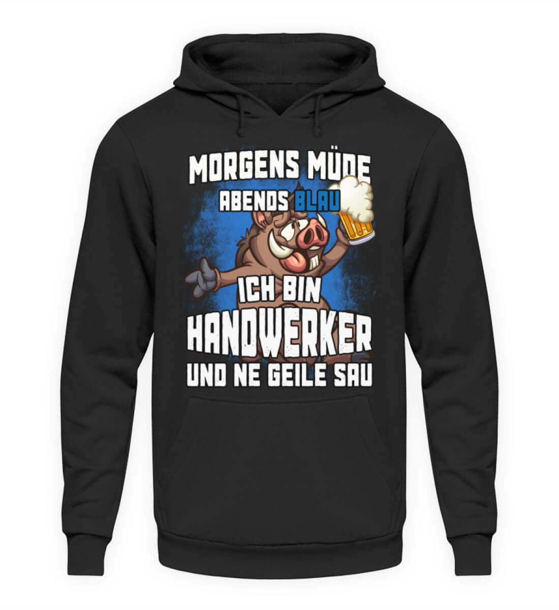 Coole Hoodies, MORGENS MÜDE - Hoodie, 40.00 €, Unisex Hoodie, Farbe: Deep Black, WORKSWEAR.DE