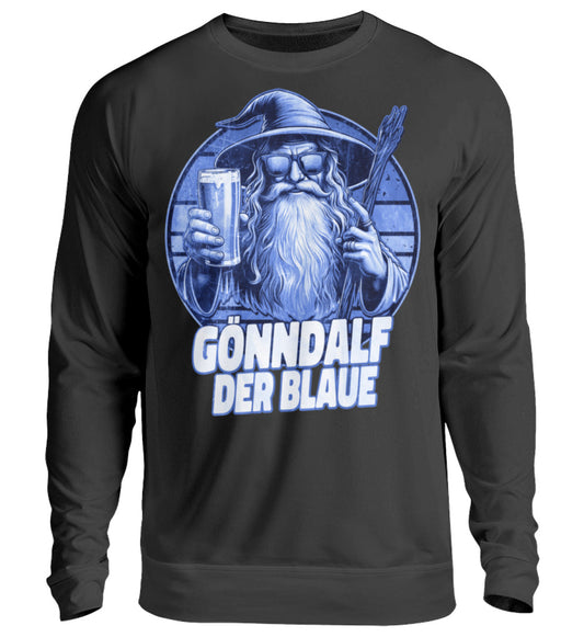 Lustige Pullover, GÖNNDALF DER BLAUE - Pullover, 39.95 €, Unisex Sweatshirt, Farbe: Deep Black, WORKSWEAR.DE