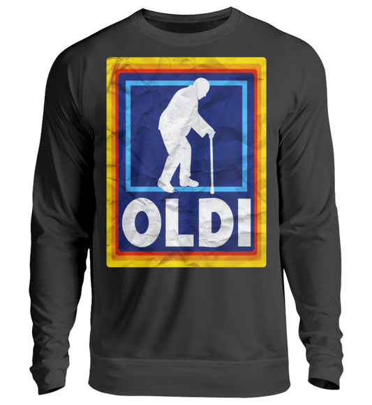 Lustige Pullover, OLDI - Pullover, 39.95 €, Unisex Sweatshirt, Farbe: Deep Black, WORKSWEAR.DE