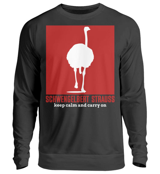 Lustige Pullover, Schwengelbert Strauss - Pullover, 39.95 €, Unisex Sweatshirt, Farbe: Deep Black, WORKSWEAR.DE