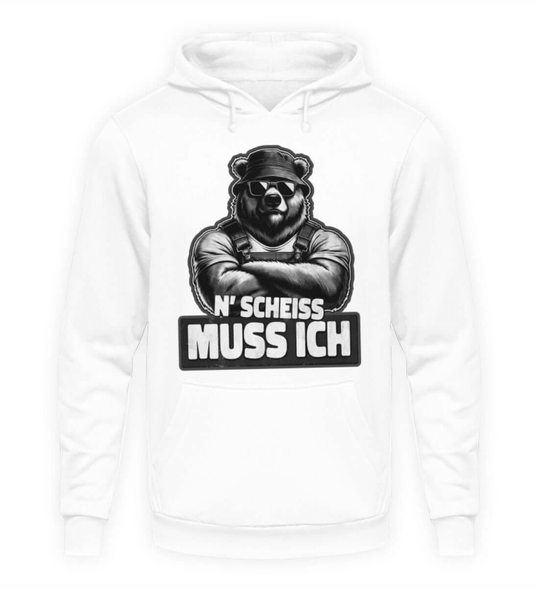 Coole Hoodies, N' Scheiss muss ich - Hoodie, 40.00 €, Unisex Hoodie, Farbe: Arctic White, WORKSWEAR.DE
