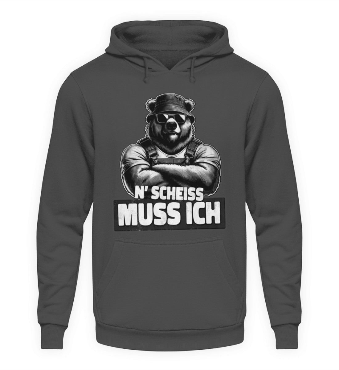 Coole Hoodies, N' Scheiss muss ich - Hoodie, 40.00 €, Unisex Hoodie, Farbe: Steel Grey (Solid), WORKSWEAR.DE