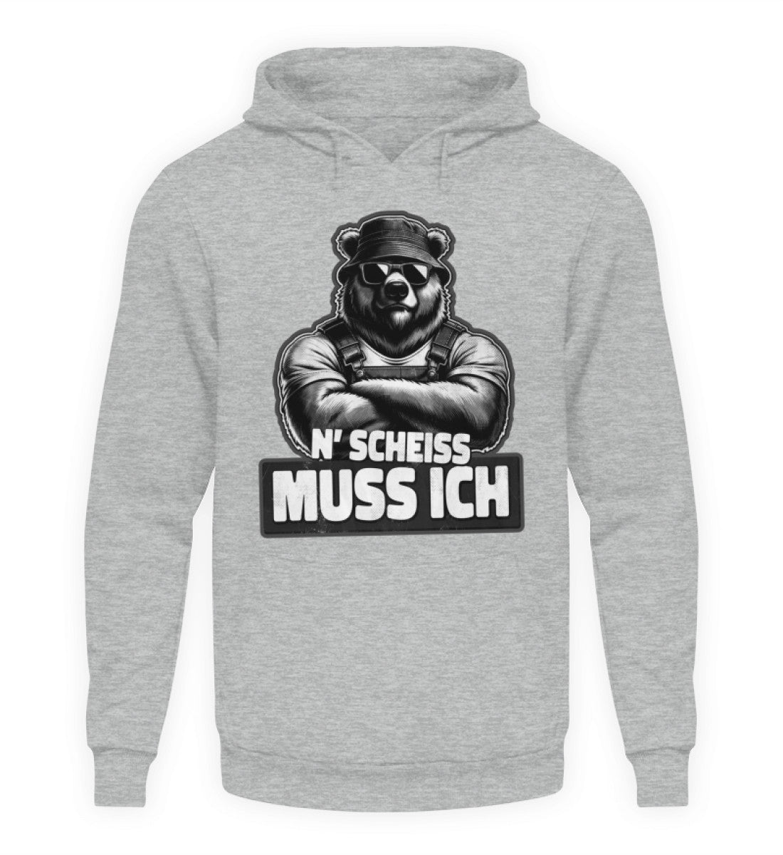 Coole Hoodies, N' Scheiss muss ich - Hoodie, 40.00 €, Unisex Hoodie, Farbe: Heather Sport Grey, WORKSWEAR.DE