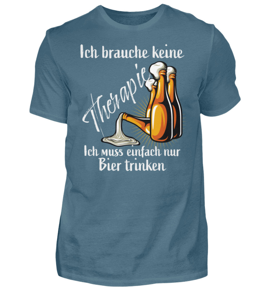 Witzige Herren T-Shirts, Bier Therapie - Herren Funshirt 20.00 € Farbe: Stone Blue WORKSWEAR.DE