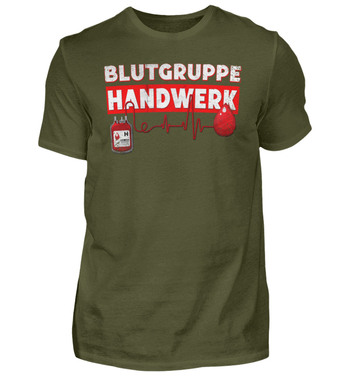 Witzige Herren T-Shirts, Blutgruppe Handwerk - Herren Funshirt 20.00 € Farbe: Urban Khaki WORKSWEAR.DE