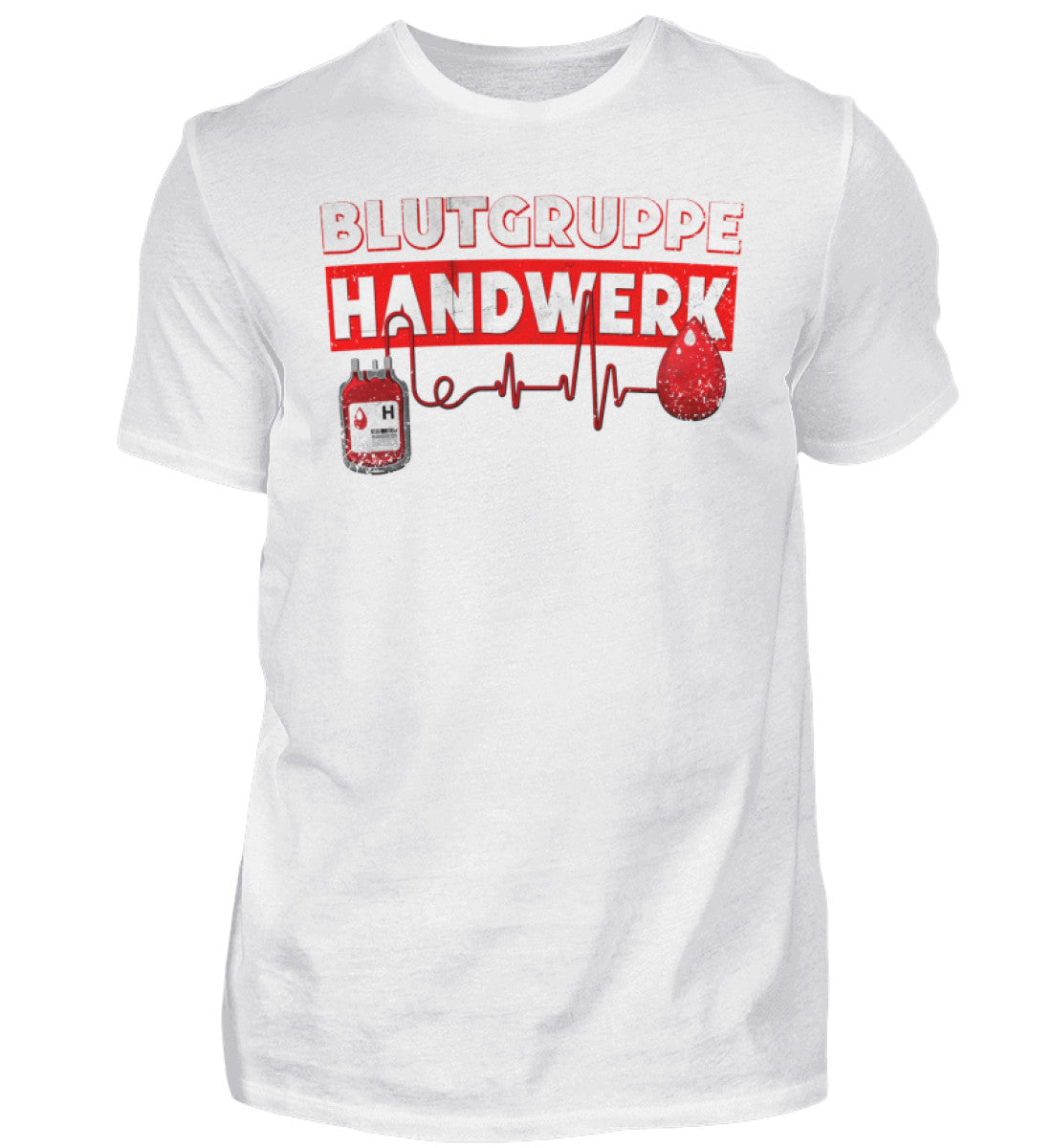 Witzige Herren T-Shirts, Blutgruppe Handwerk - Herren Funshirt 20.00 € Farbe: White WORKSWEAR.DE