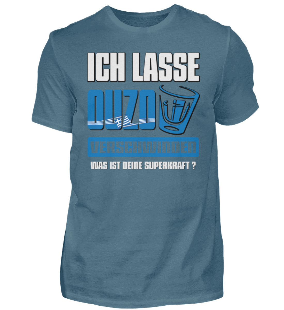 Witzige Herren T-Shirts, Ouzo - Herren Fun T-Shirt 20.00 € Farbe: Stone Blue WORKSWEAR.DE