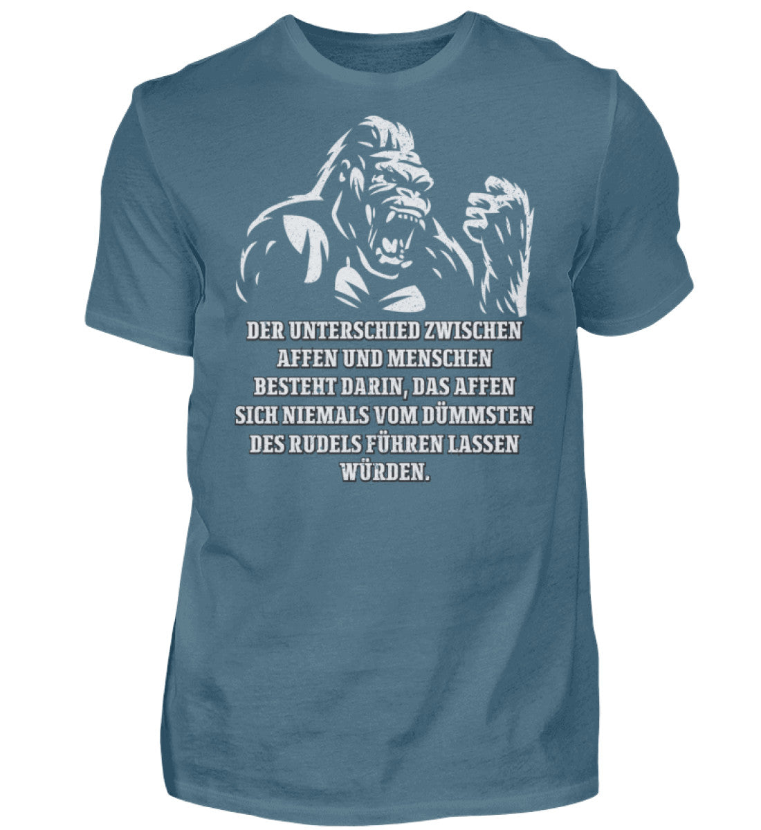 Witzige Herren T-Shirts, Affen & Menschen - Herren Fun T-Shirt 20.00 € Farbe: Stone Blue WORKSWEAR.DE