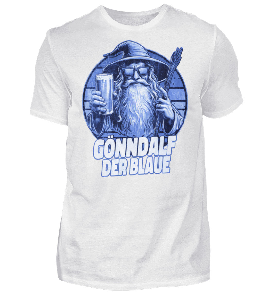 Witzige Herren T-Shirts, GÖNNDALF DER BLAUE - Herren Funshirt 20.00 € Farbe: White WORKSWEAR.DE