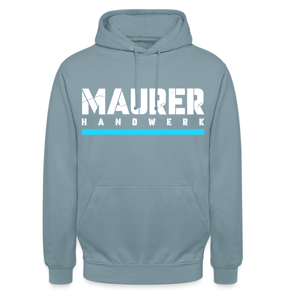 Maurer Handwerk Hoodie Brust + Armdruck - Nebelblau