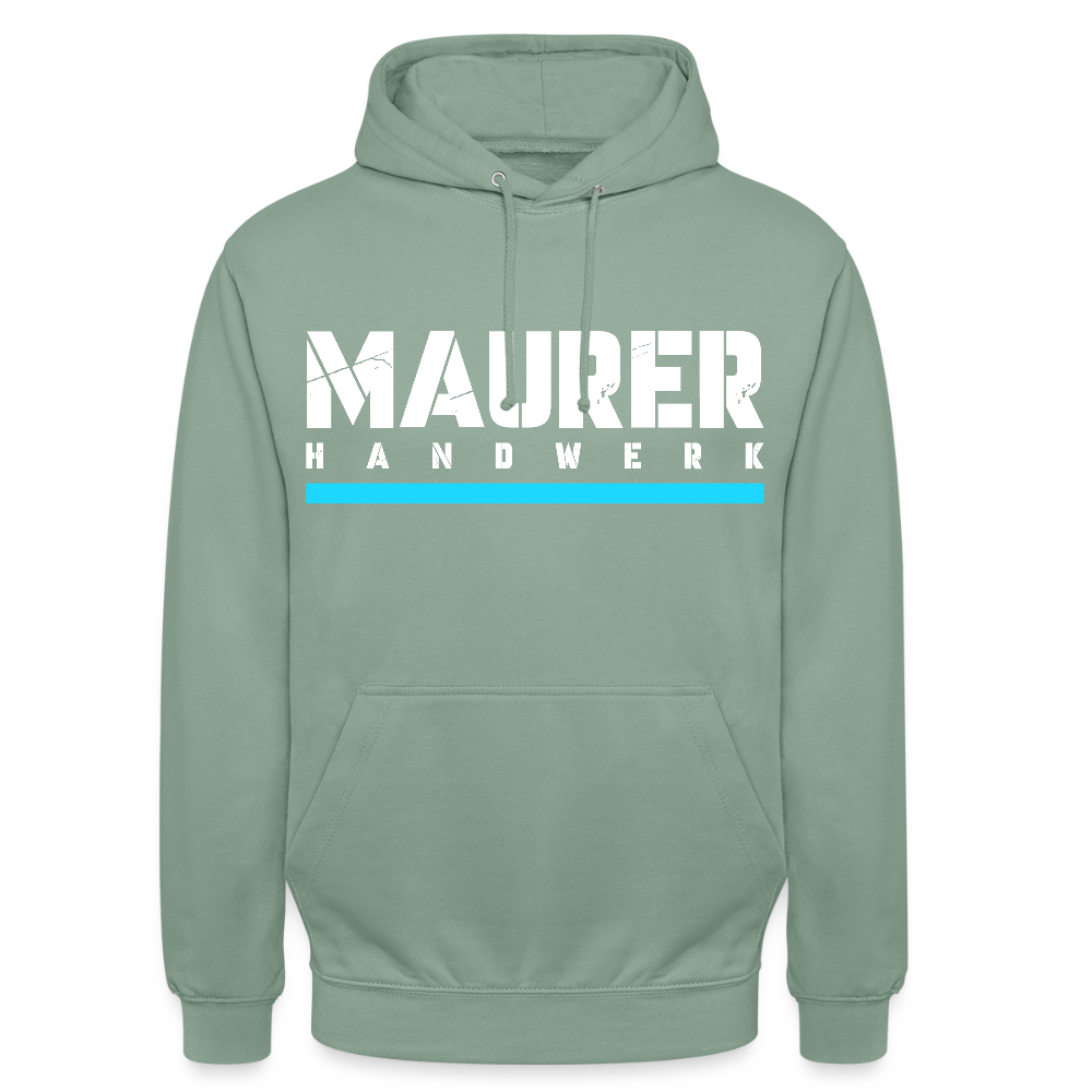 Maurer Handwerk Hoodie Brust + Armdruck - Graugrün