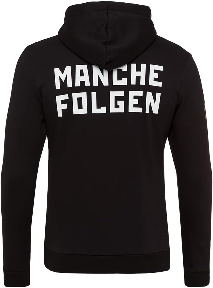 Rammstein Herren Kapuzenpullover Manche Führen Manche Folgen Offizielles Band Merchandise Fan Hoodie schwarz mit weißem Front und Back Print (S)