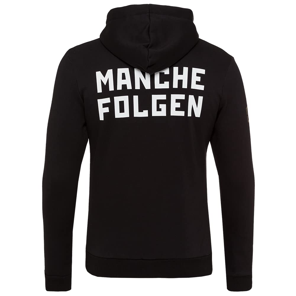 Rammstein Herren Kapuzenpullover Manche Führen Manche Folgen Offizielles Band Merchandise Fan Hoodie schwarz mit weißem Front und Back Print (S)