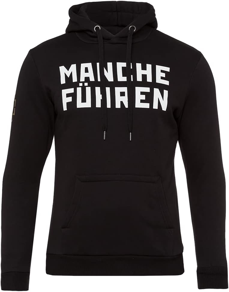 Rammstein Herren Kapuzenpullover Manche Führen Manche Folgen Offizielles Band Merchandise Fan Hoodie schwarz mit weißem Front und Back Print (S)