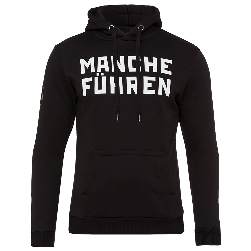 Rammstein Herren Kapuzenpullover Manche Führen Manche Folgen Offizielles Band Merchandise Fan Hoodie schwarz mit weißem Front und Back Print (S)